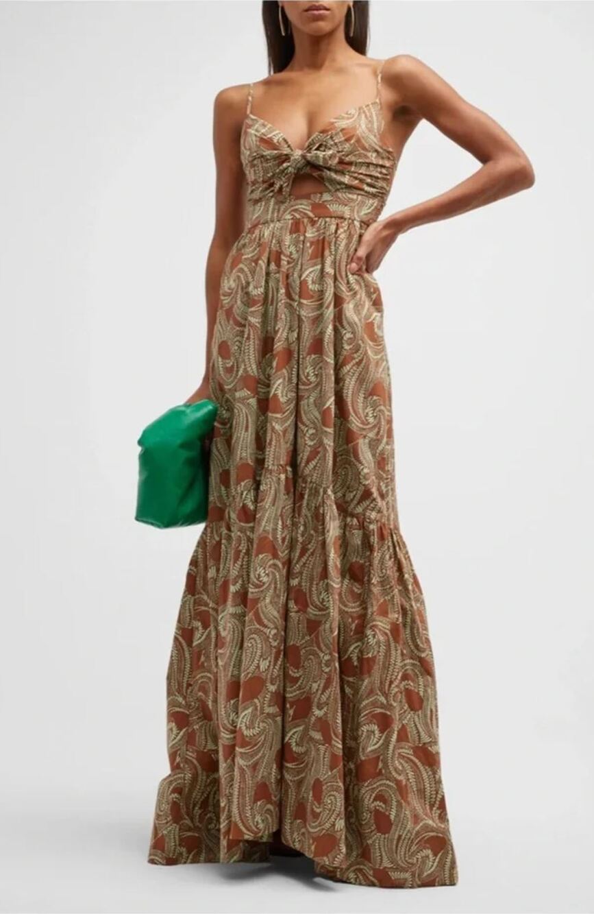A.L.C. Laura Maxi Dress US 12 100% Cotton Poplin Paisley Print Boho Party